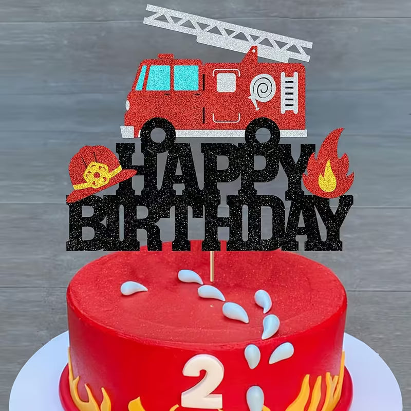 Fire Engine Birthday Topper