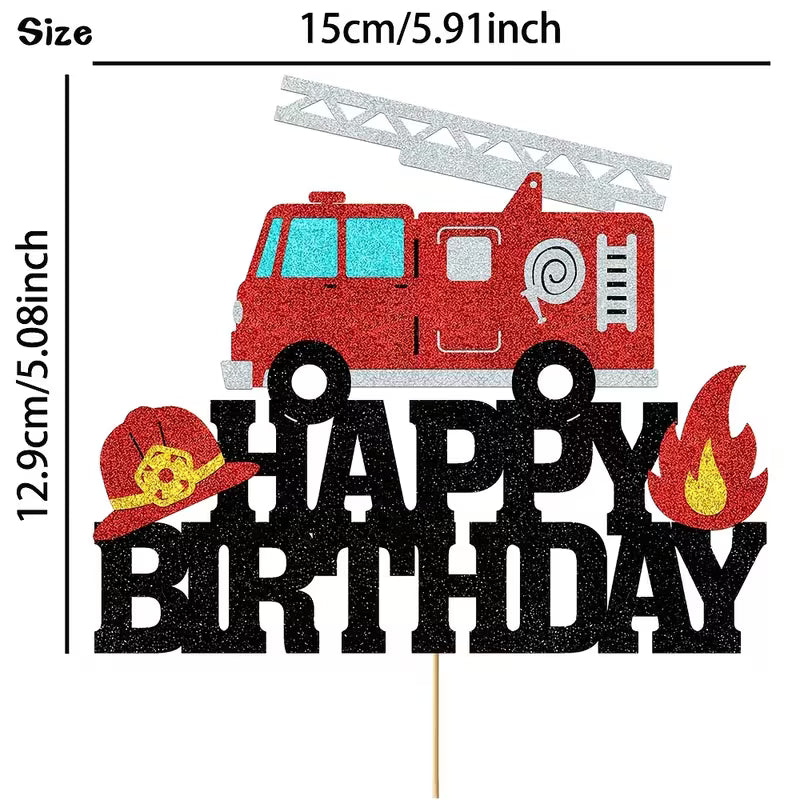 Fire Engine Birthday Topper