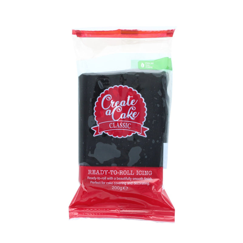 Create A Cake Palm Free Sugar Paste Black 200g