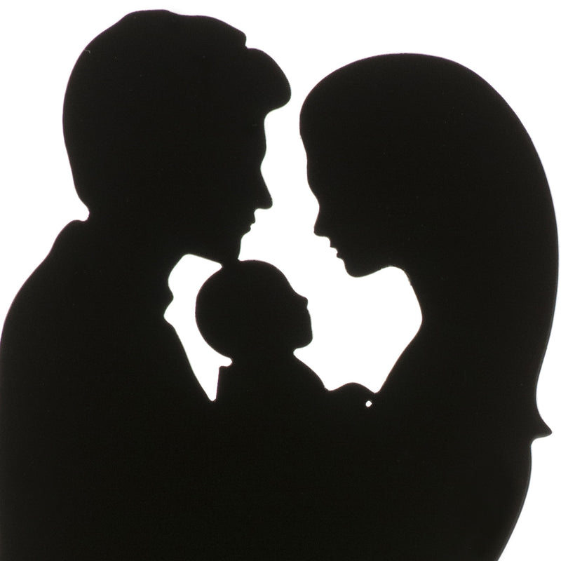 Black Metal Wedding Couple With Baby 18cm