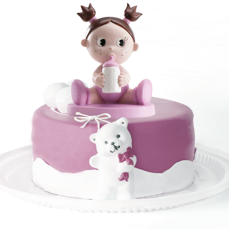 Cake Topper: Baby Girl with Bottle