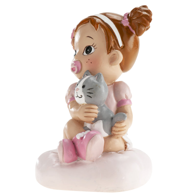 Christening Girl With Cat 10cm