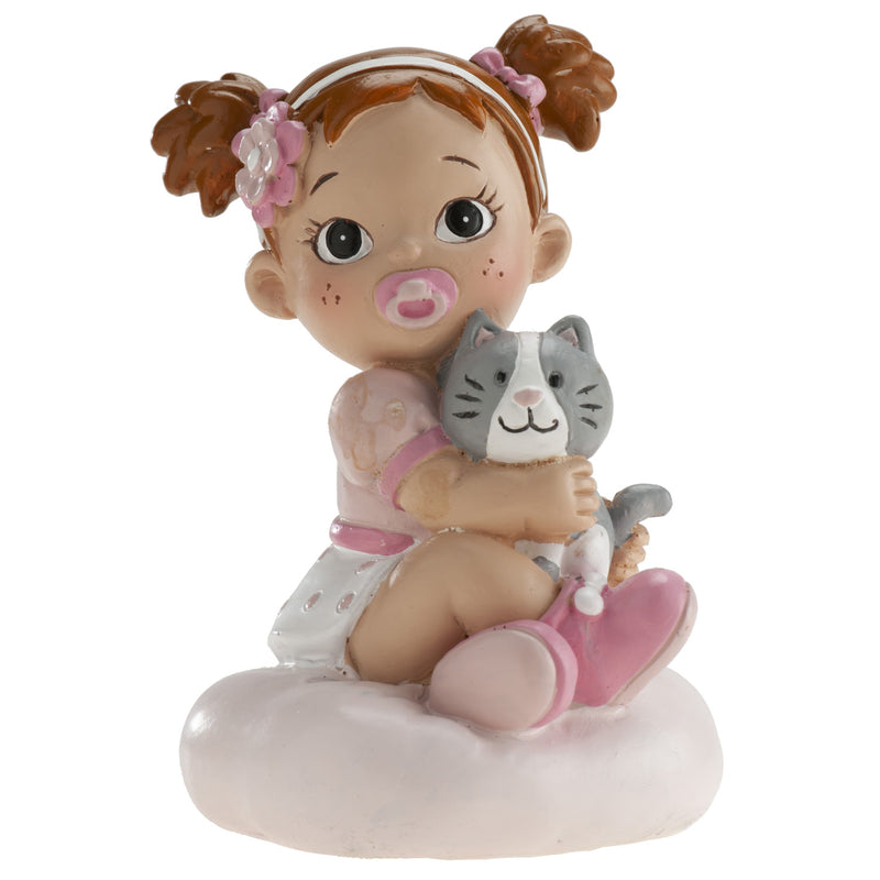 Christening Girl With Cat 10cm