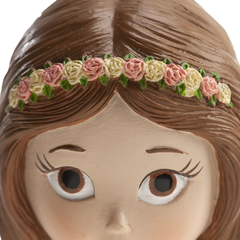 Dekora Resin Communion Girl - Pink Skirt Flowers  6"