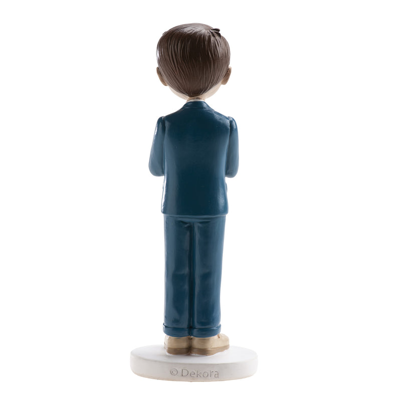 Dekora Resin Communion Boy - Blue Suit with Beads  6"
