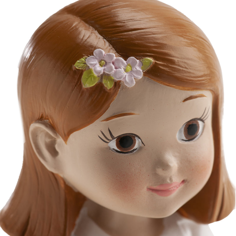 Dekora Resin Communion Girl - Rosary Pink Ribbon  6"