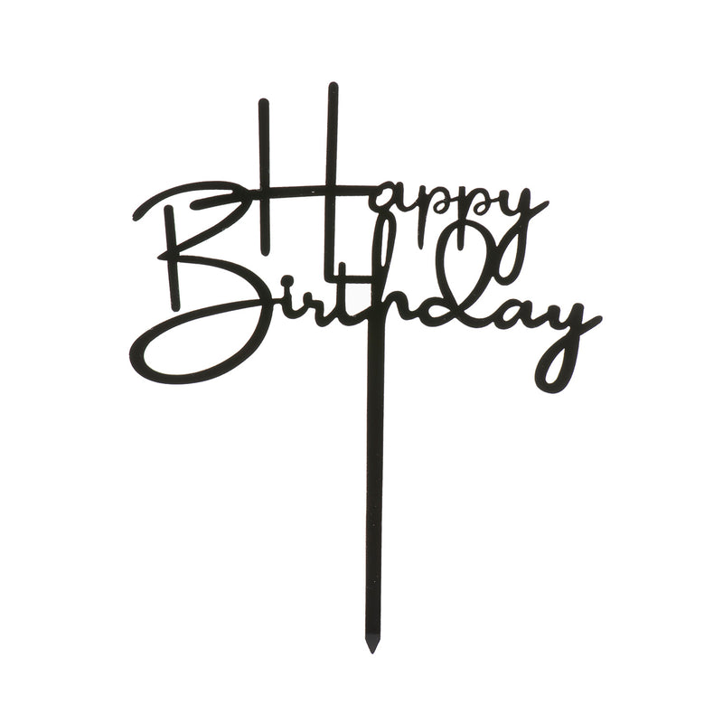 Happy Birthday Acrylic Black 155mm x 118mm