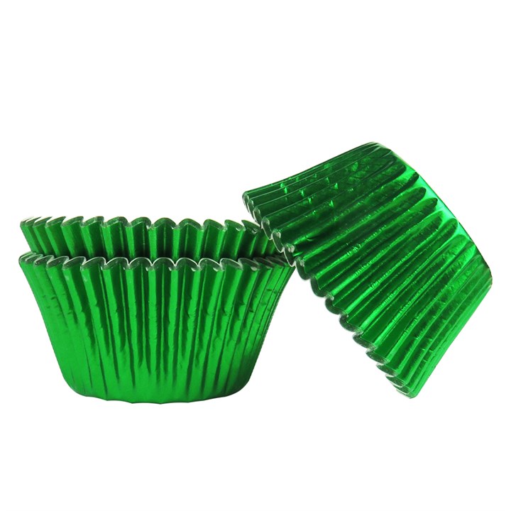 Green Coloured Paper Lined Foil Baking Cases 45pk