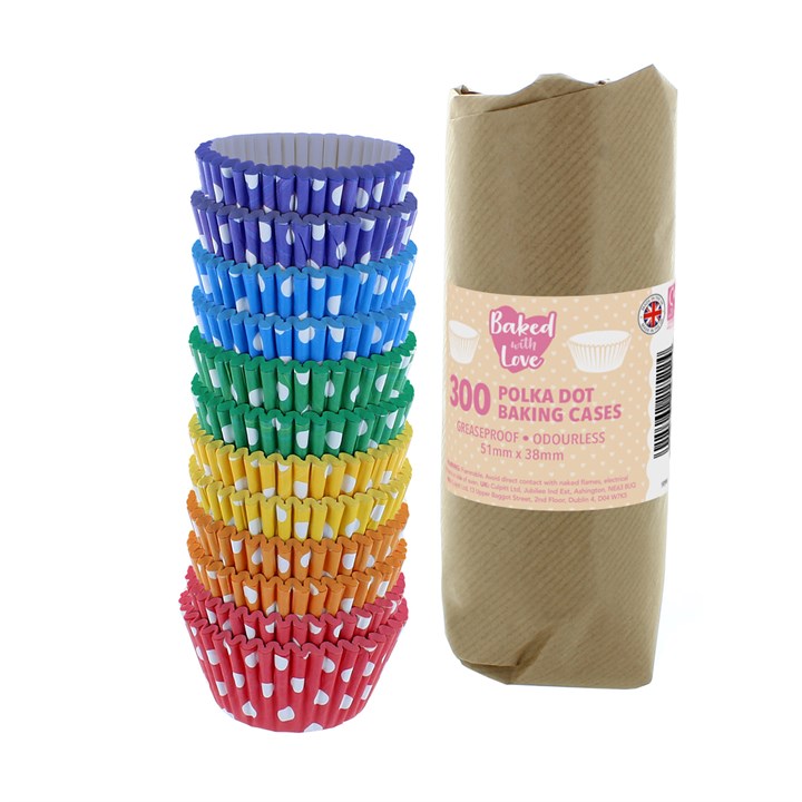Baked with Love Polka Dot Baking Cases - 300 Pack