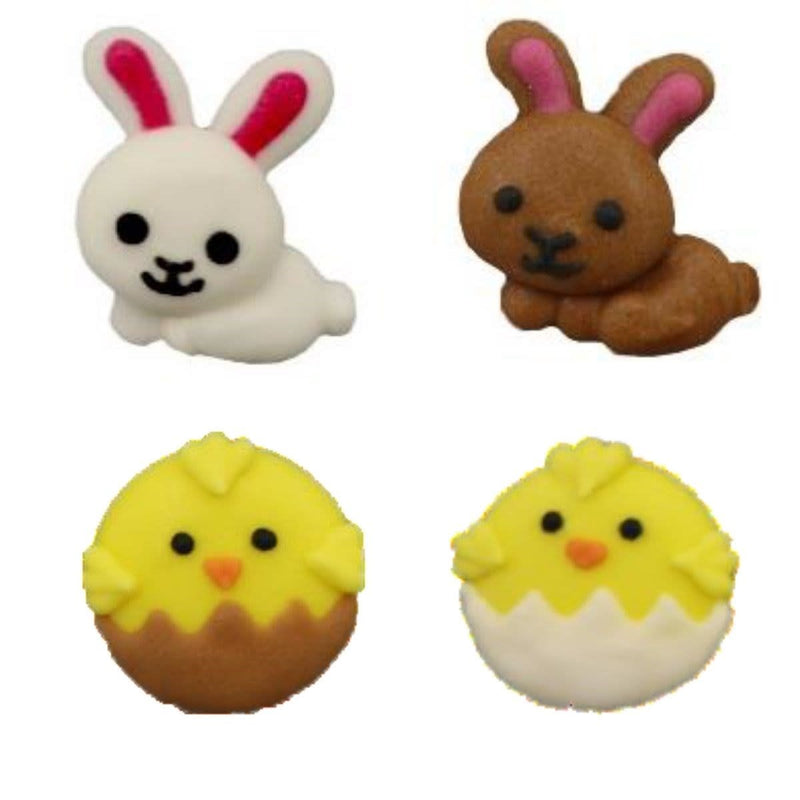 Cute Bunny & Chicks Sugar Decorations - 12 pack