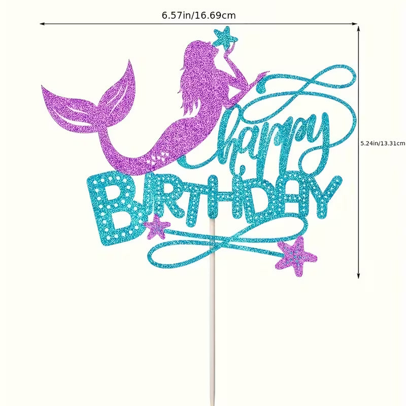 Happy Birthday Mermaid Topper 6.5" x 5.5"