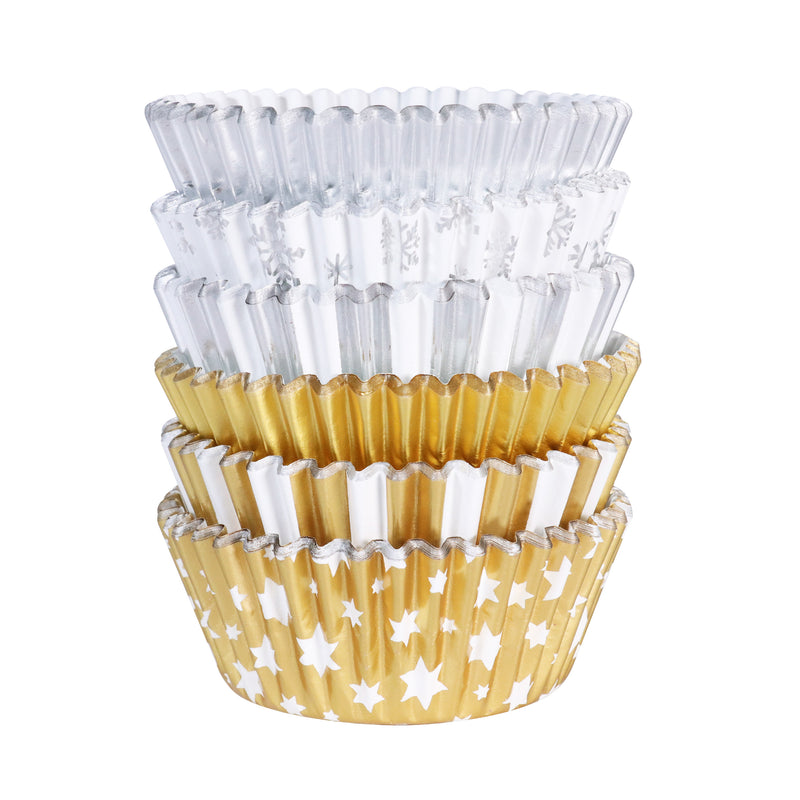 PME Christmas Metallic Cupcake Cases - Gold & Silver 100pk