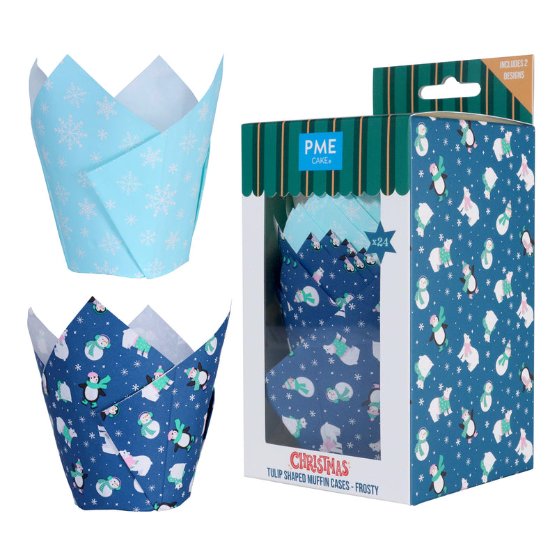 PME Christmas Tulip Muffin Cases - Frosty 24pk