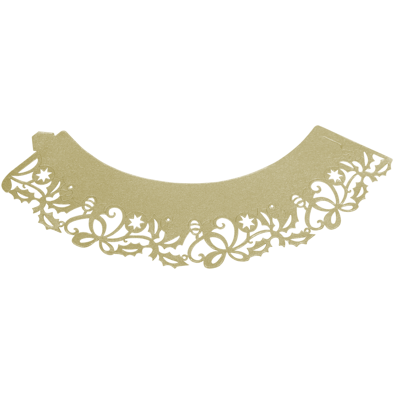 Cupcake Wrappers - Gold Holly Cupcake Wrappers Pk/12