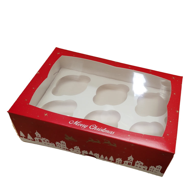 Christmas 6 Cupcake Box 4" High