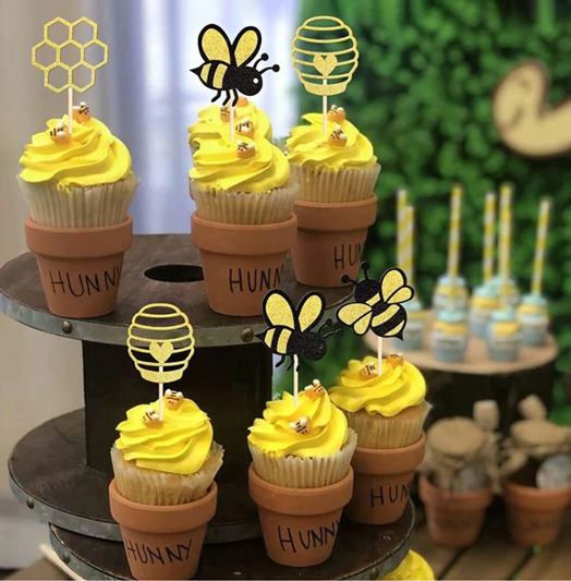 Bee & Honey Cupcake Toppers 6pc