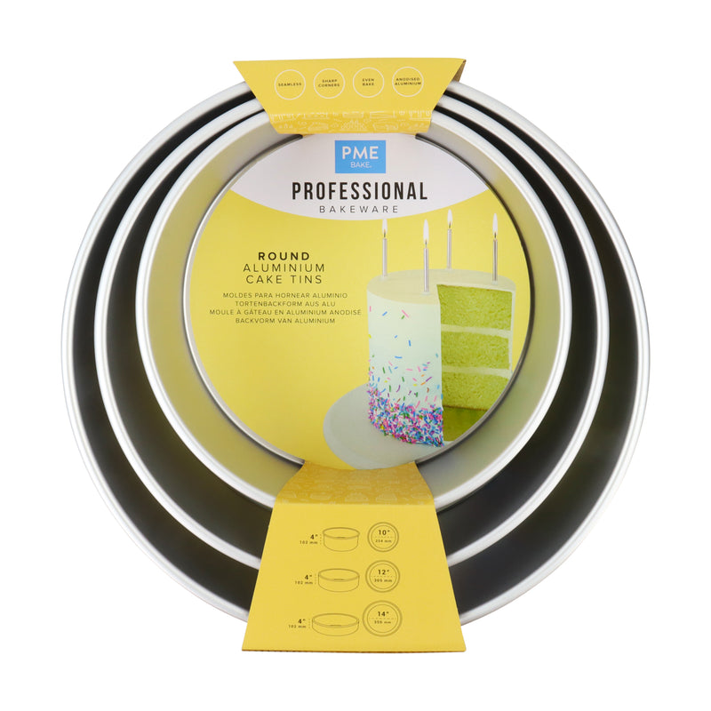 PME : 4" Deep Round Cake Tins - Set of 3  10"-12"-14"