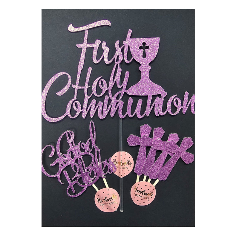 Communion Topper & 6 Cupcake pics