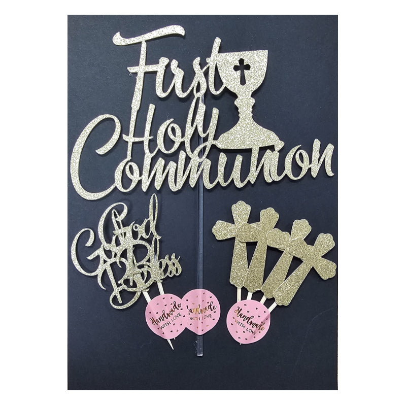 Communion Topper & 6 Cupcake pics