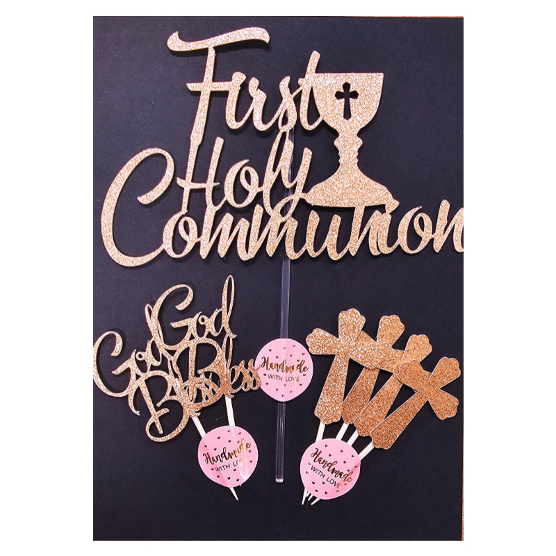 Communion Topper & 6 Cupcake pics