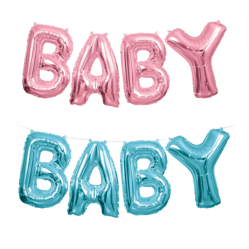 Baby Balloon Banner Pink, Blue or Silver