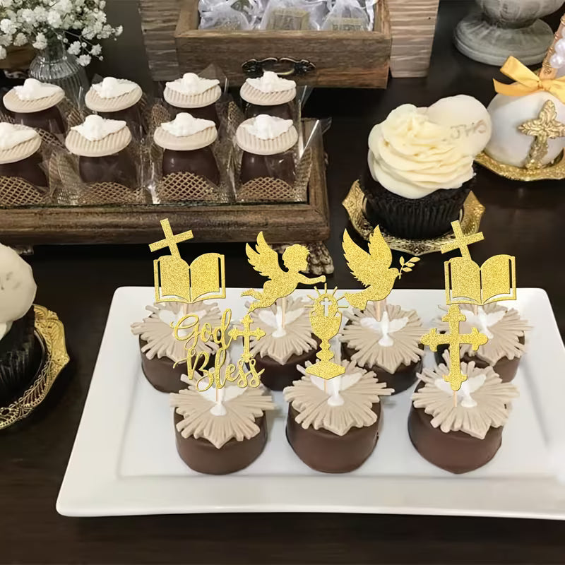 Cupcake Communion or Confirmation Toppers 6pc