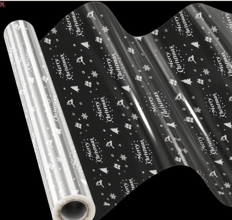 Food Safe Cellophane Roll Merry Christmas - 80cm x 20m