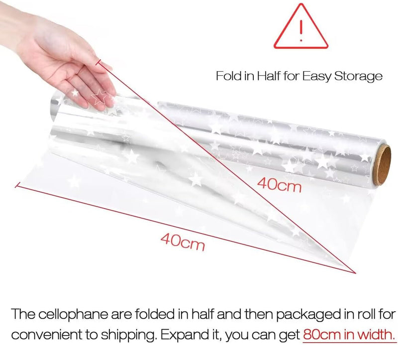 Food Safe Cellophane Roll Merry Christmas - 80cm x 20m