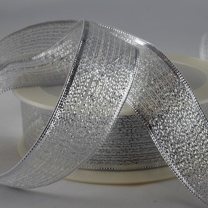 25mm Lurex Silver Ribbon 5 Metres