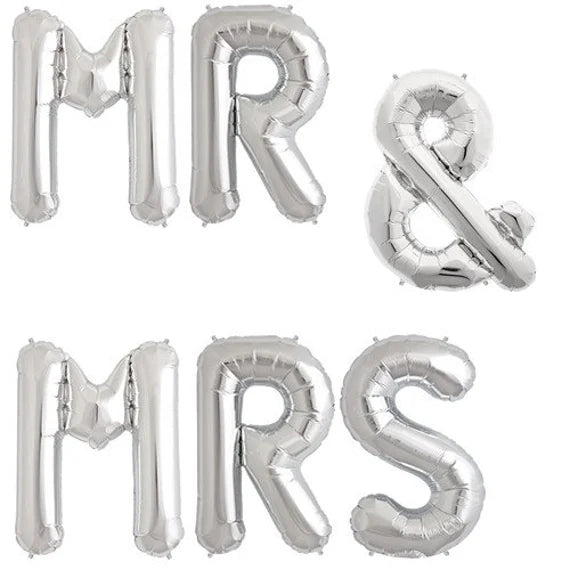 Mr & Mrs Balloon Banner Gold, Rose Gold or Silver