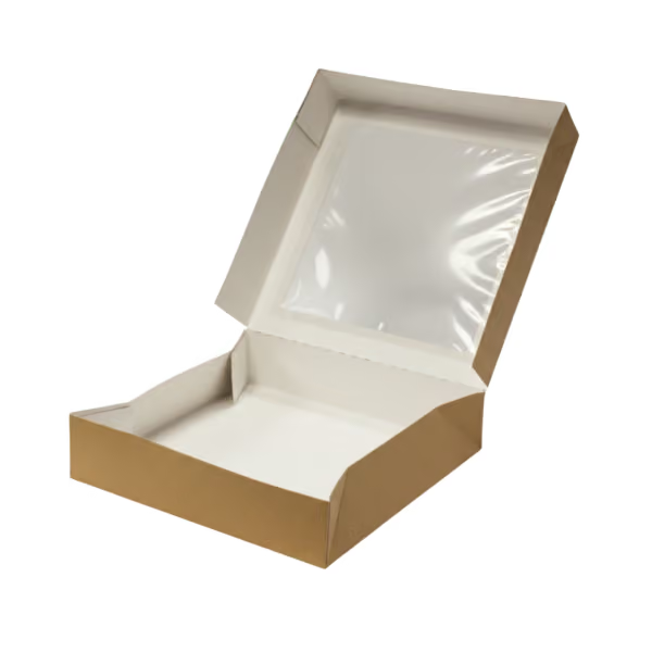 Kraft Brown Apple Tart Box With Window 203x203x38mm