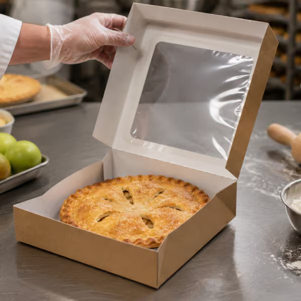 Kraft Brown Apple Tart Box With Window 203x203x38mm