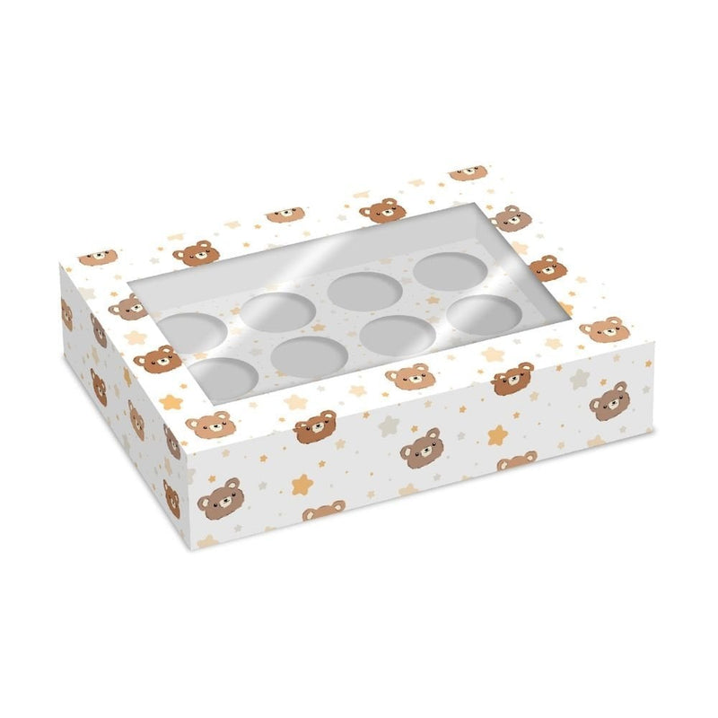 Bear & Star Cupcake Box - 6 or 12 Insert 4" High