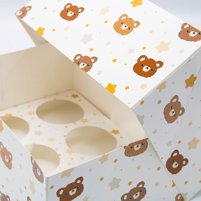 Bear & Star Cupcake Box - 6 or 12 Insert 4" High