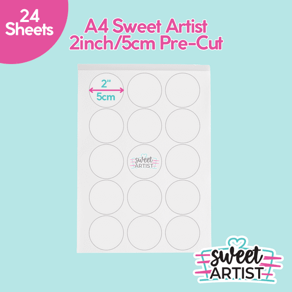 Sweet Artist 2 inch (5cm) E171 Free Pre-Cut Round Icing Sheets