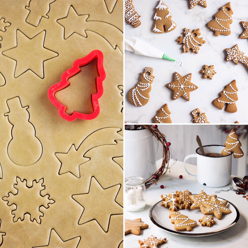 Christmas tree and snowman pastry cutter