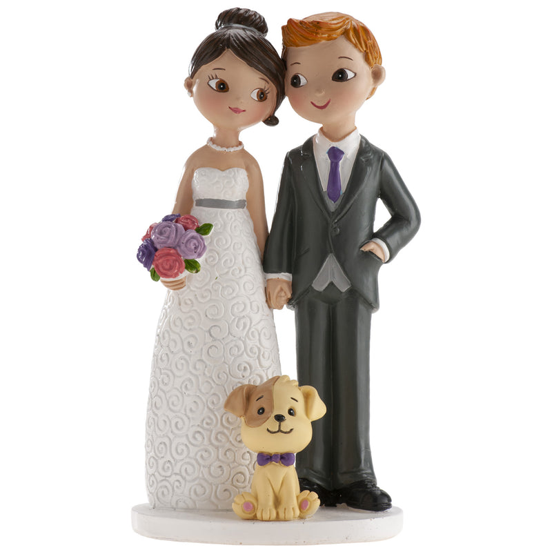 Wedding Couple & Dog 16cm