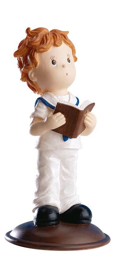 Dekora Resin Communion Boy With Bible 5"