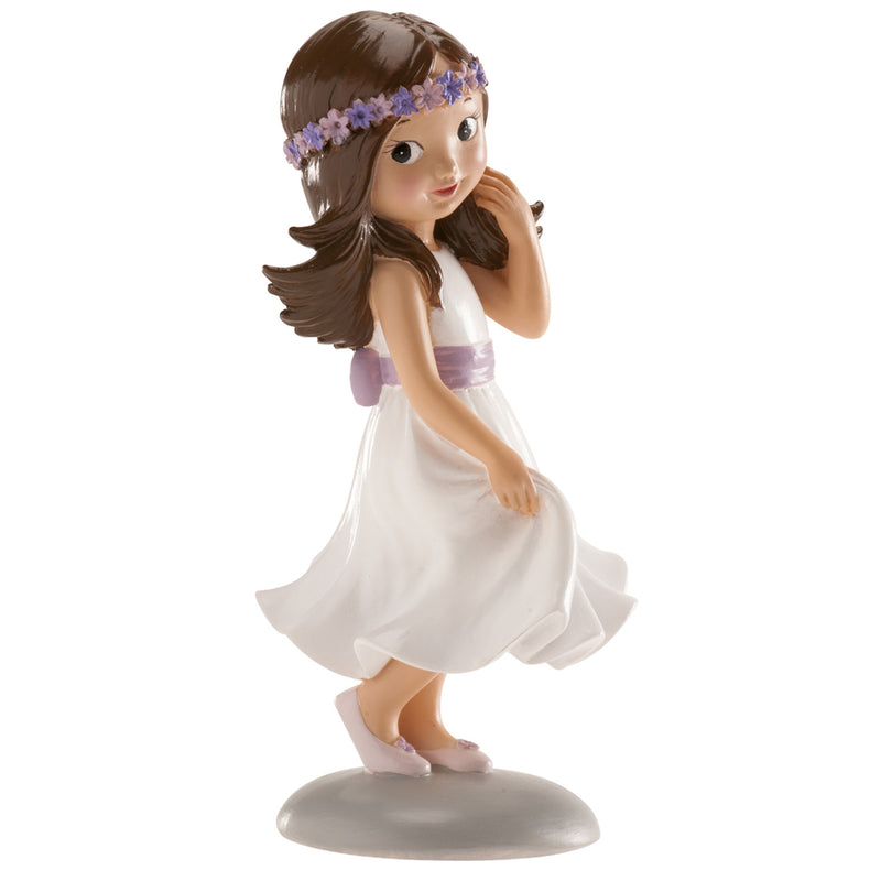 Dekora Resin Communion Girl Violet Bow 6"