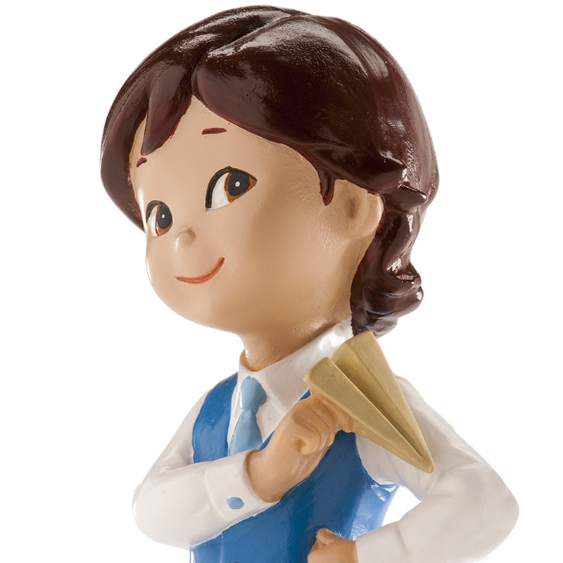 Dekora Resin Communion Boy With Plane 5.4"