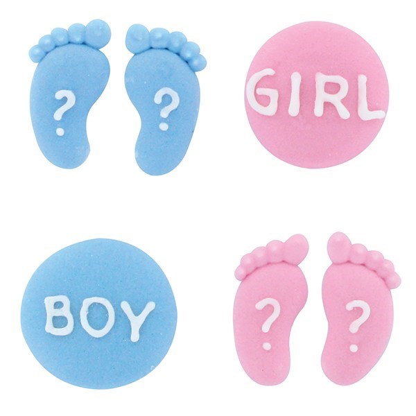 Gender Reveal Sugar Decorations - 12 Pieces