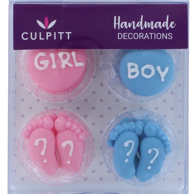 Gender Reveal Sugar Decorations - 12 Pieces