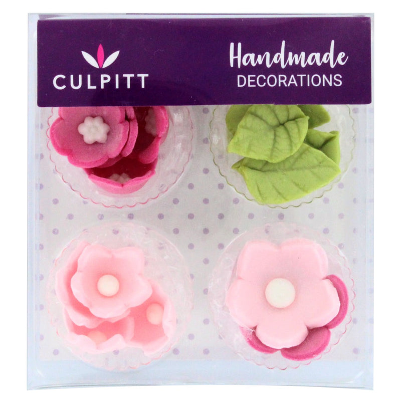 Pink Flower And Leaves - 16 Pieces