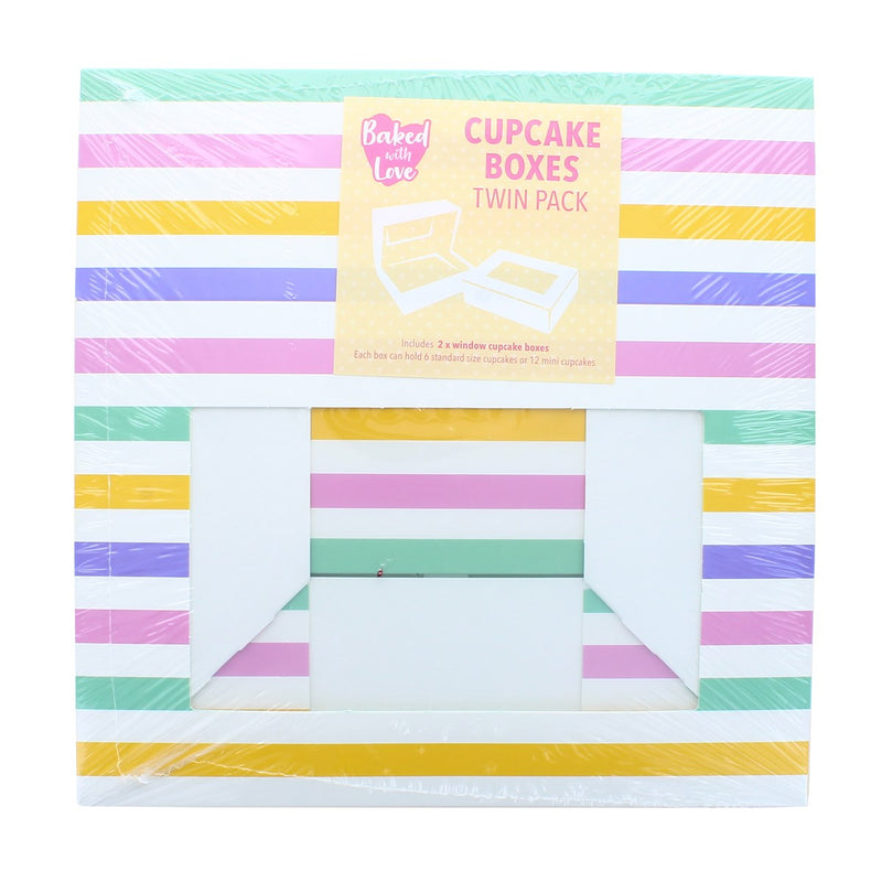 6 Full/Mini 12 Cupcake Box - Bold Stripes Twin Pack