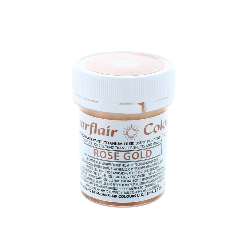 Sugarflair Chocolate Colouring Titanium Free Paint Rose Gold 35g
