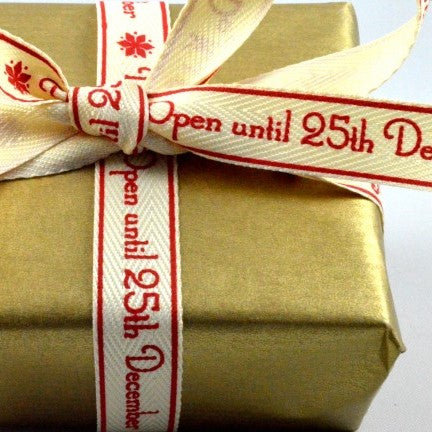 15mm Twill Ribbon Do Not Open until Xmas 10Mtr
