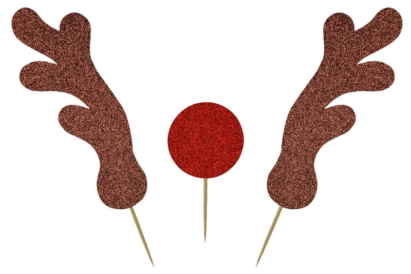 Cake Topper - Antlers & Red Nose