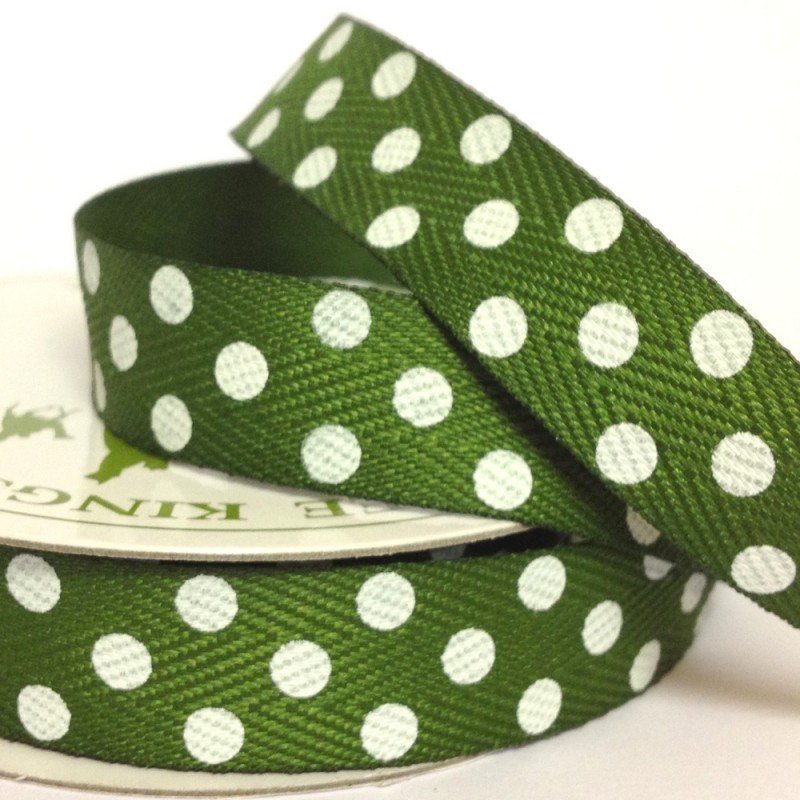 15mm Moss Twill with Large White Dot 4 Metre - Bakeworld.ie