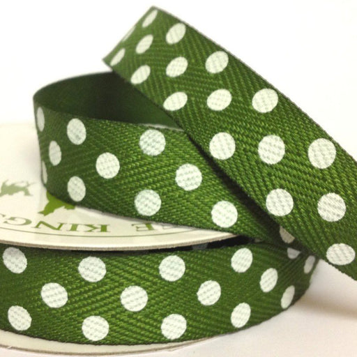 15mm Moss Twill with Large White Dot 4 Metre - Bakeworld.ie