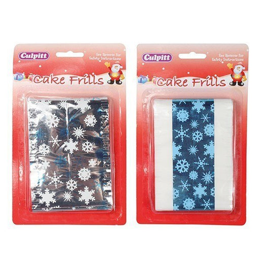 Assorted Metallic Print Christmas Cake Frills - 83 x 914mm - Bakeworld.ie